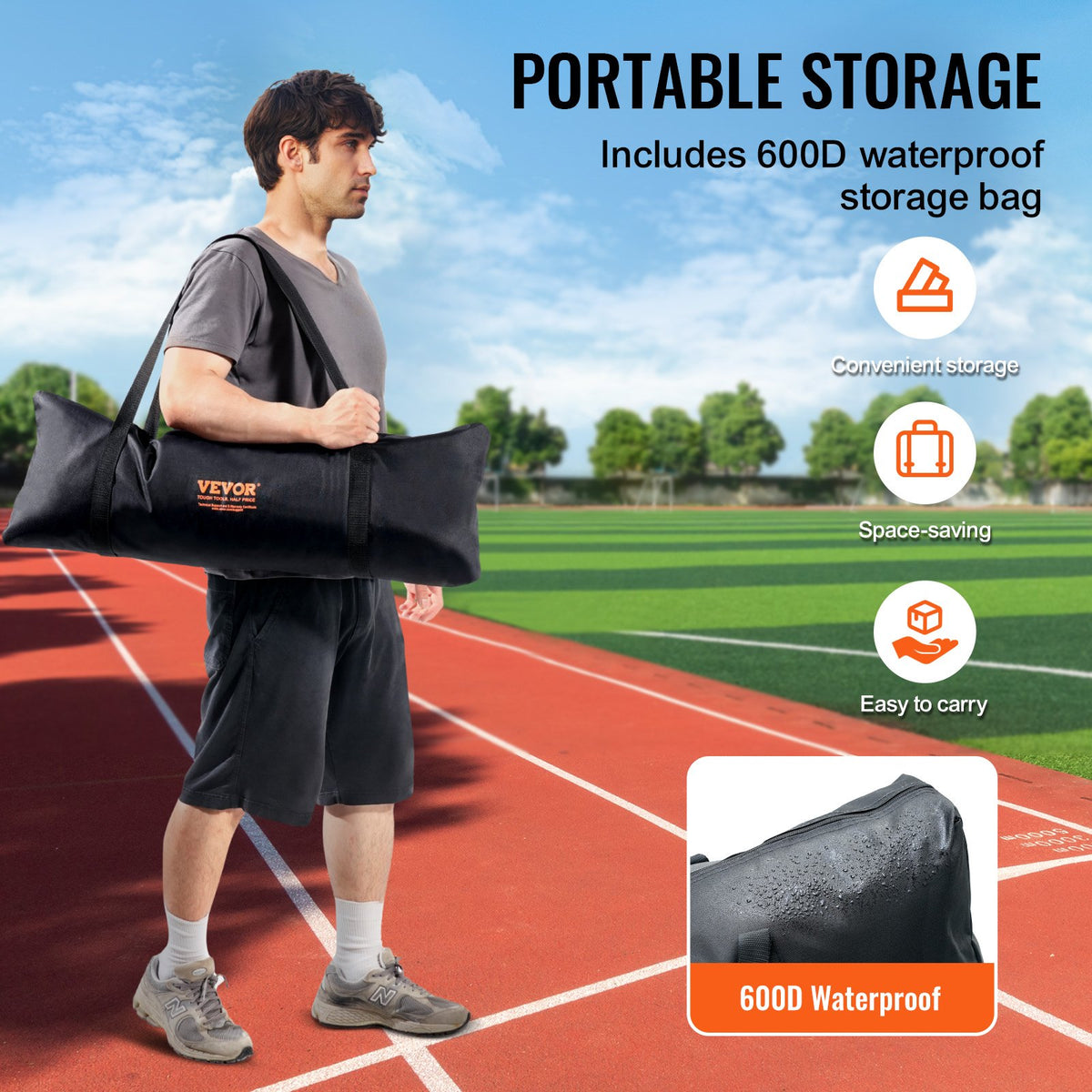 VEVOR Barricade Backstop Net, 12x9 ft Ball Sports Barrier Netting, Portable Practice Equipment with Carry Bag