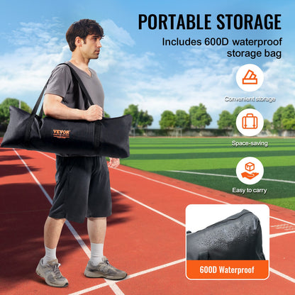 VEVOR Barricade Backstop Net, 12x9 ft Ball Sports Barrier Netting, Portable Practice Equipment with Carry Bag