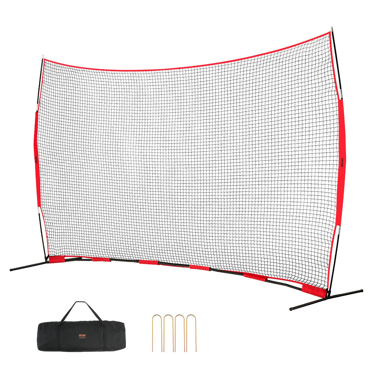 VEVOR Barricade Backstop Net, 16x10 ft Ball Sports Barrier Netting, Portable Practice Equipment with Carry Bag, Protection Screen for Baseball Softball Lacrosse Soccer Hockey Training, for Backyard - DQW1610YC000DU462V0 - view 1