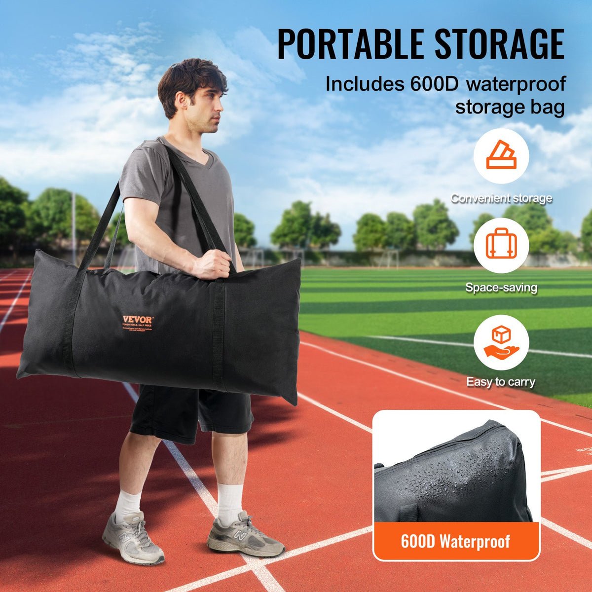 VEVOR Barricade Backstop Net, 16x10 ft Ball Sports Barrier Netting, Portable Practice Equipment with Carry Bag, Protection Screen for Baseball Softball Lacrosse Soccer Hockey Training, for Backyard - DQW1610YC000DU462V0 - view 6