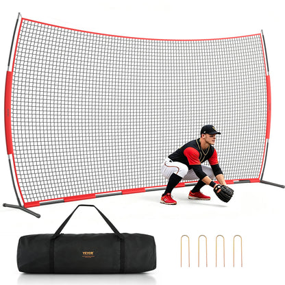 VEVOR Barricade Backstop Net, 20x10 ft Ball Sports Barrier Netting, Portable Practice Equipment with Carry Bag