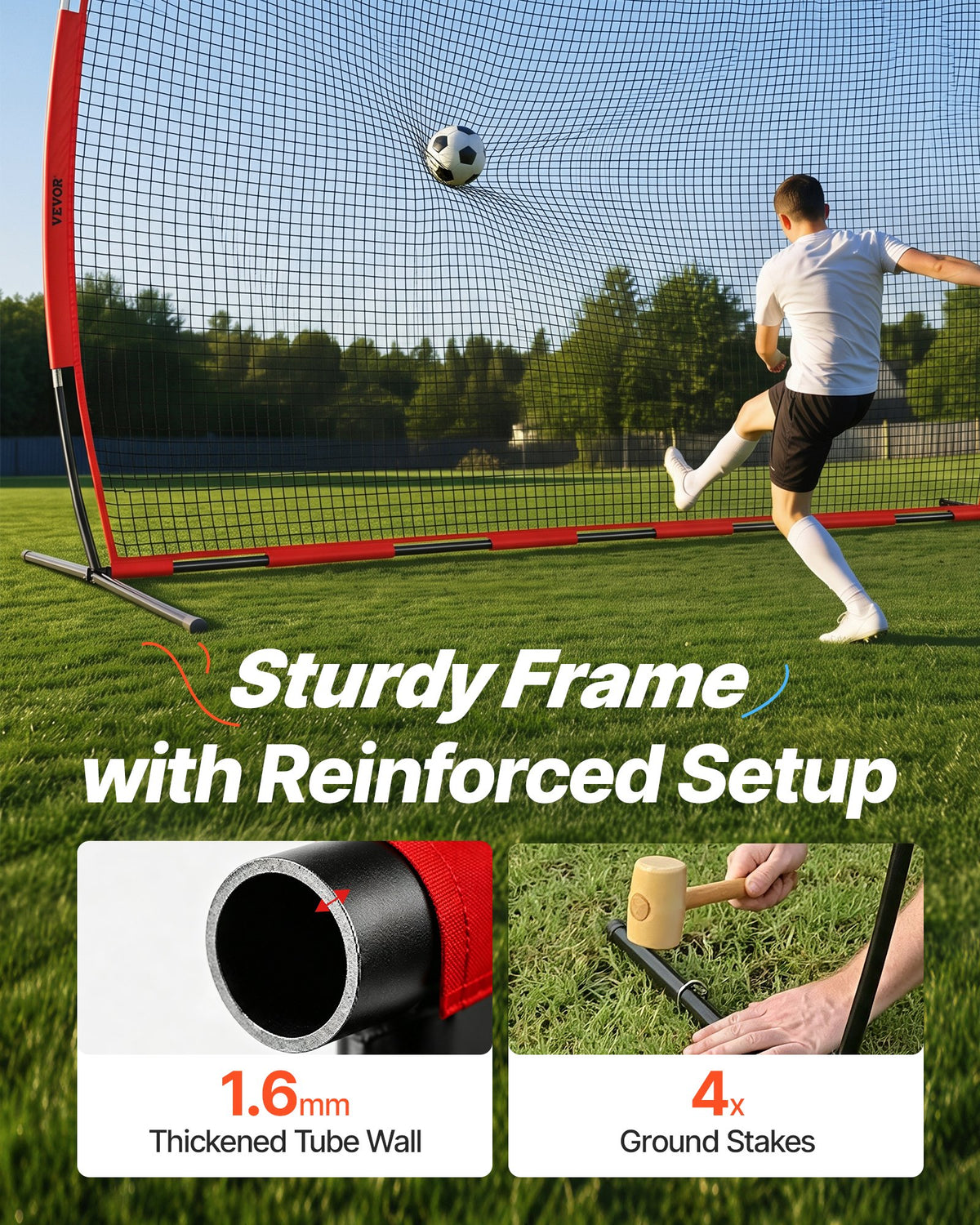 VEVOR Barricade Backstop Net, 20x10 ft Ball Sports Barrier Netting, Portable Practice Equipment with Carry Bag