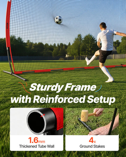 VEVOR Barricade Backstop Net, 20x10 ft Ball Sports Barrier Netting, Portable Practice Equipment with Carry Bag