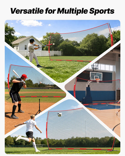 VEVOR Barricade Backstop Net, 20x10 ft Ball Sports Barrier Netting, Portable Practice Equipment with Carry Bag