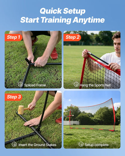 VEVOR Barricade Backstop Net, 20x10 ft Ball Sports Barrier Netting, Portable Practice Equipment with Carry Bag