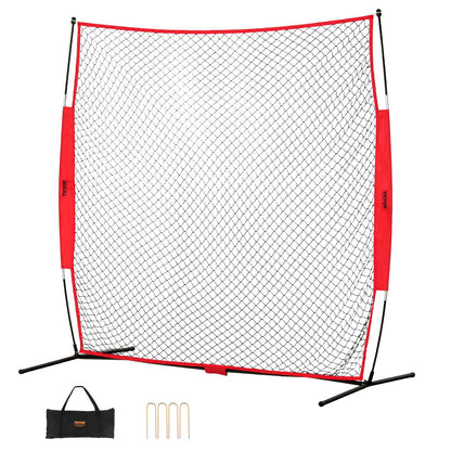 VEVOR Barricade Backstop Net, 7x7 ft Ball Sports Barrier Netting, Portable Practice Equipment with Carry Bag, Protection Screen for Baseball Softball Lacrosse Soccer Hockey Training, for Backyard - DQW77YC00000P85CUV0 - view 1