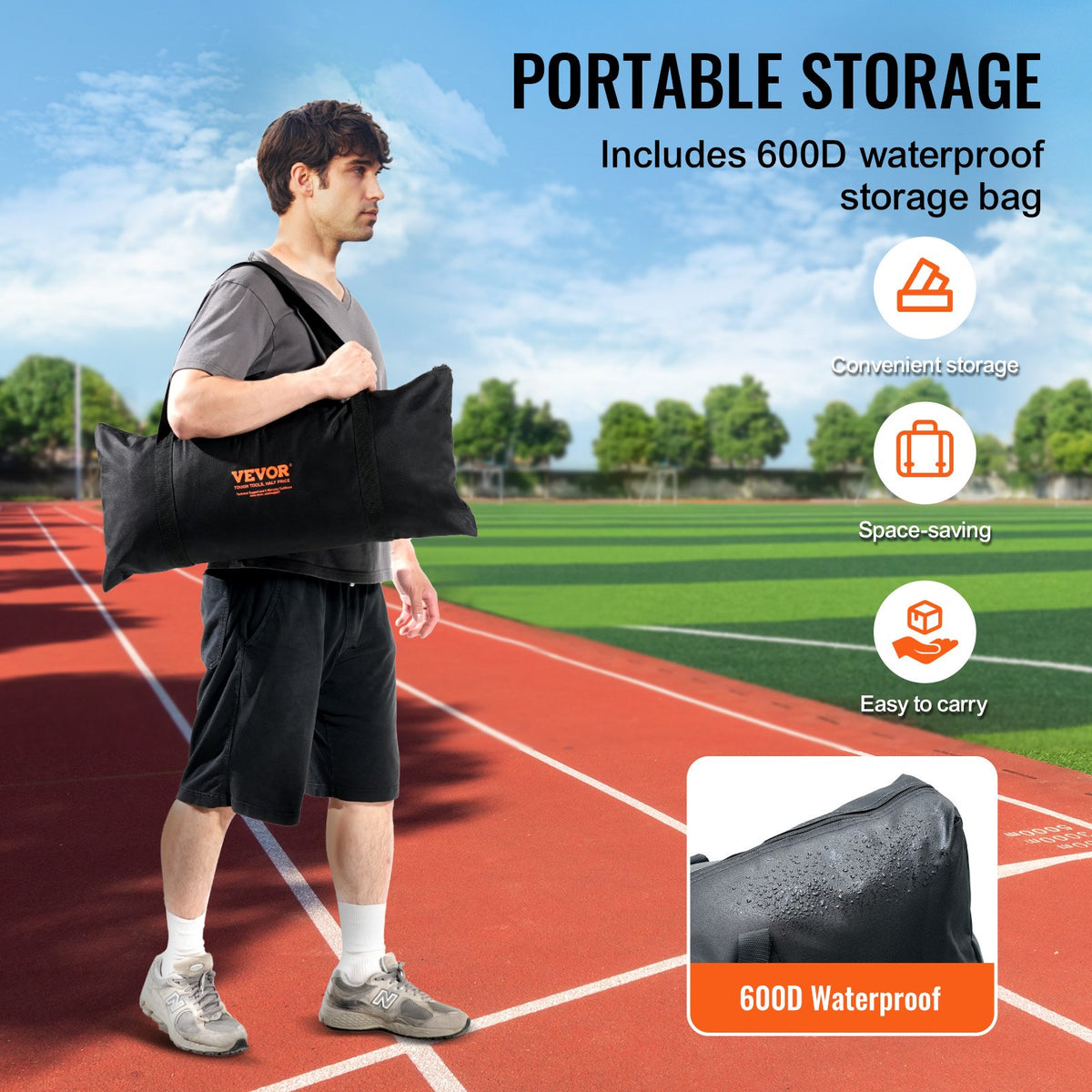 VEVOR Barricade Backstop Net, 7x7 ft Ball Sports Barrier Netting, Portable Practice Equipment with Carry Bag, Protection Screen for Baseball Softball Lacrosse Soccer Hockey Training, for Backyard - DQW77YC00000P85CUV0 - view 6