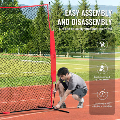 VEVOR Barricade Backstop Net, 7x7 ft Ball Sports Barrier Netting, Portable Practice Equipment with Carry Bag, Protection Screen for Baseball Softball Lacrosse Soccer Hockey Training, for Backyard - DQW77YC00000P85CUV0 - view 7