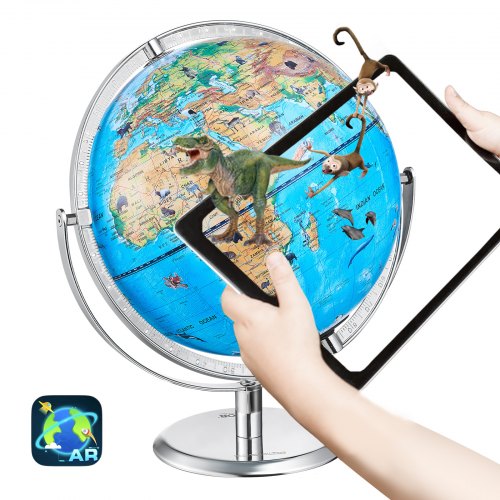 VEVOR Educational Globe for Kids, 10 in/254 mm, Interactive AR World Globe with AR Golden Globe APP LED Night Lighting 720° Rotation, STEM Toy Gifts for Kids Compatible with Android or iOS Devices - DQYHDLAPP10YFSL76V9 - view 2