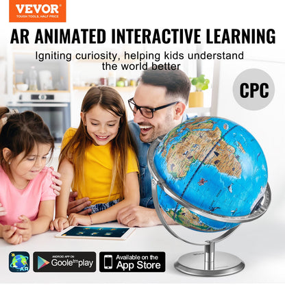VEVOR Educational Globe for Kids, 10 in/254 mm, Interactive AR World Globe with AR Golden Globe APP LED Night Lighting 720° Rotation, STEM Toy Gifts for Kids Compatible with Android or iOS Devices - DQYHDLAPP10YFSL76V9 - view 3