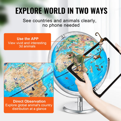 VEVOR Educational Globe for Kids, 10 in/254 mm, Interactive AR World Globe with AR Golden Globe APP LED Night Lighting 720° Rotation, STEM Toy Gifts for Kids Compatible with Android or iOS Devices - DQYHDLAPP10YFSL76V9 - view 5