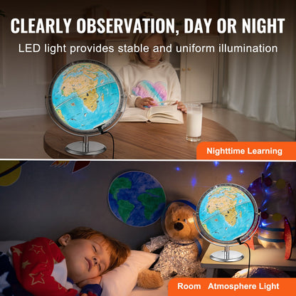 VEVOR Educational Globe for Kids, 10 in/254 mm, Interactive AR World Globe with AR Golden Globe APP LED Night Lighting 720° Rotation, STEM Toy Gifts for Kids Compatible with Android or iOS Devices - DQYHDLAPP10YFSL76V9 - view 6