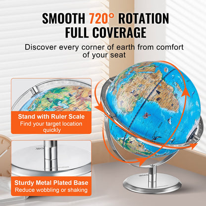 VEVOR Educational Globe for Kids, 10 in/254 mm, Interactive AR World Globe with AR Golden Globe APP LED Night Lighting 720° Rotation, STEM Toy Gifts for Kids Compatible with Android or iOS Devices - DQYHDLAPP10YFSL76V9 - view 7