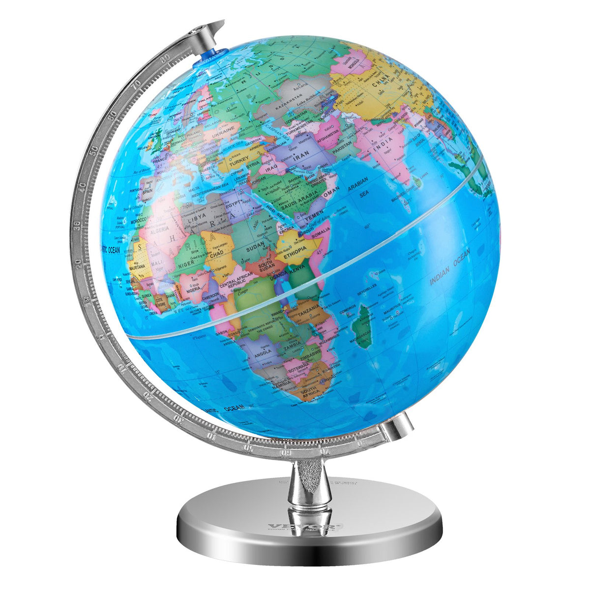 VEVOR Rotating World Globe with Stand, 8 in/203.2 mm, Educational Geographic Globe with Precise Time Zone ABS Material, 360° Spinning Globe for Kids Children Learning Classroom Geography Education - DQYJJLBFG8YCRYAAZV0 - view 1