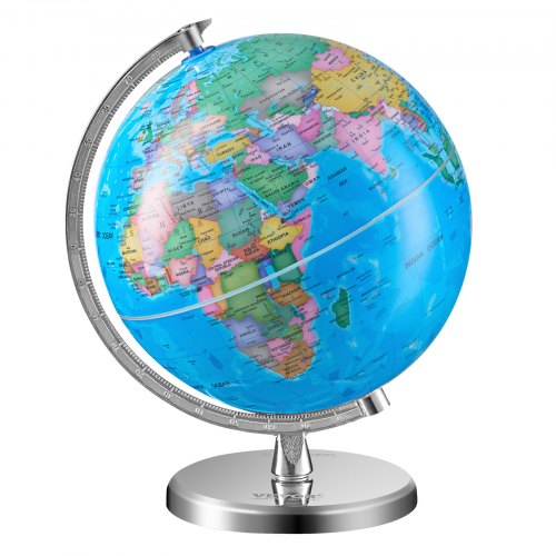 VEVOR Rotating World Globe with Stand, 8 in/203.2 mm, Educational Geographic Globe with Precise Time Zone ABS Material, 360° Spinning Globe for Kids Children Learning Classroom Geography Education - DQYJJLBFG8YCRYAAZV0 - view 2
