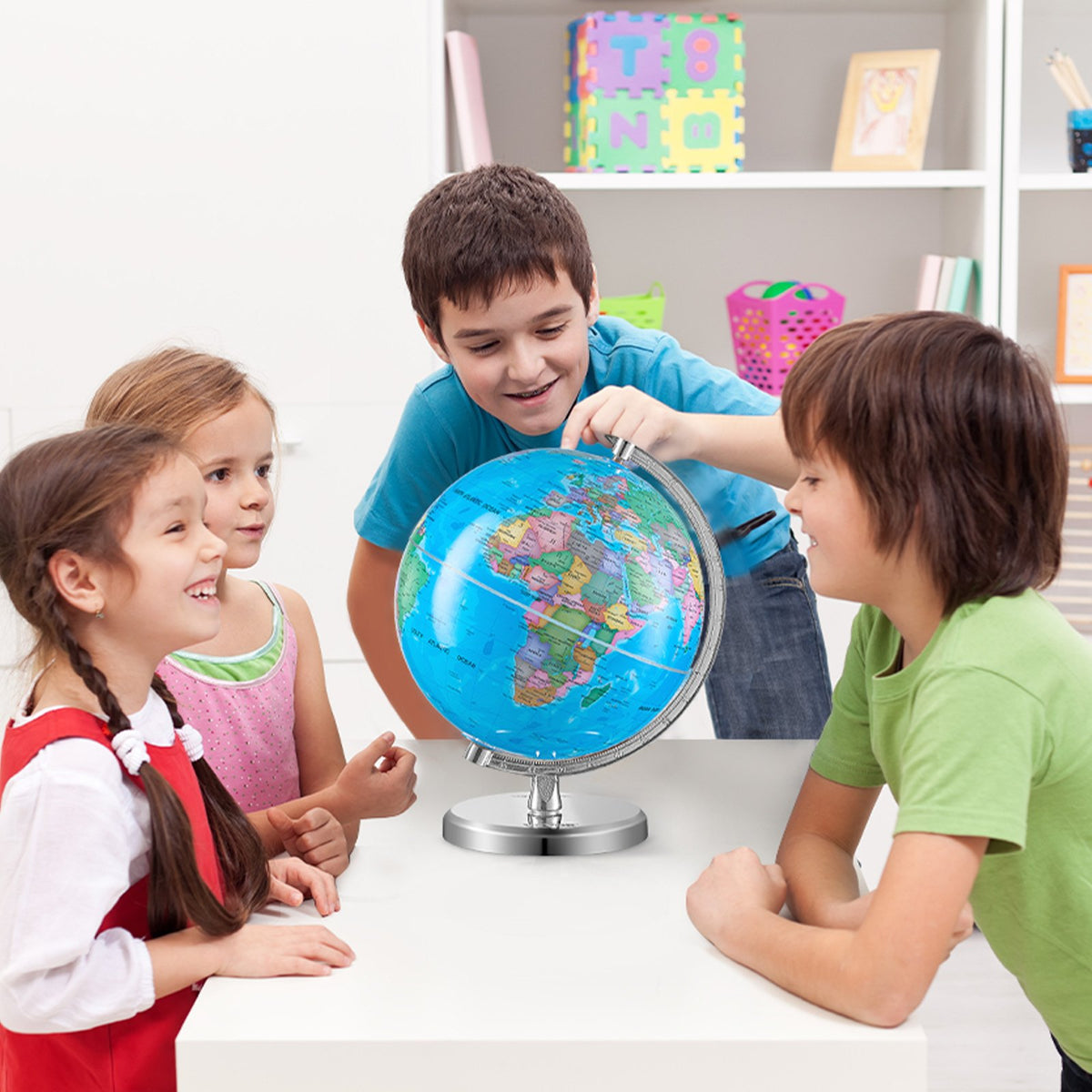 VEVOR Rotating World Globe with Stand, 8 in/203.2 mm, Educational Geographic Globe with Precise Time Zone ABS Material, 360° Spinning Globe for Kids Children Learning Classroom Geography Education - DQYJJLBFG8YCRYAAZV0 - view 9