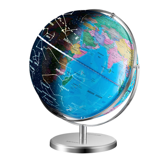 VEVOR Illuminated World Globe with Stand, 13 in/330.2 mm, Educational Earth Globe with Stable Heavy Metal Base and LED Constellation Night Light HD Printed Map, Spinning for Kids Classroom Learning - DQYJJLFGXZ13SKWELV9 - view 1
