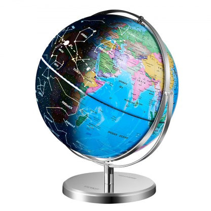 VEVOR Illuminated World Globe with Stand, 9 in/228.6 mm, Educational Earth Globe with Stable Heavy Metal Base and LED Constellation Night Light HD Printed Map, Spinning for Kids Classroom Learning - DQYJJLFGXZ9YG1I1PV9 - view 2