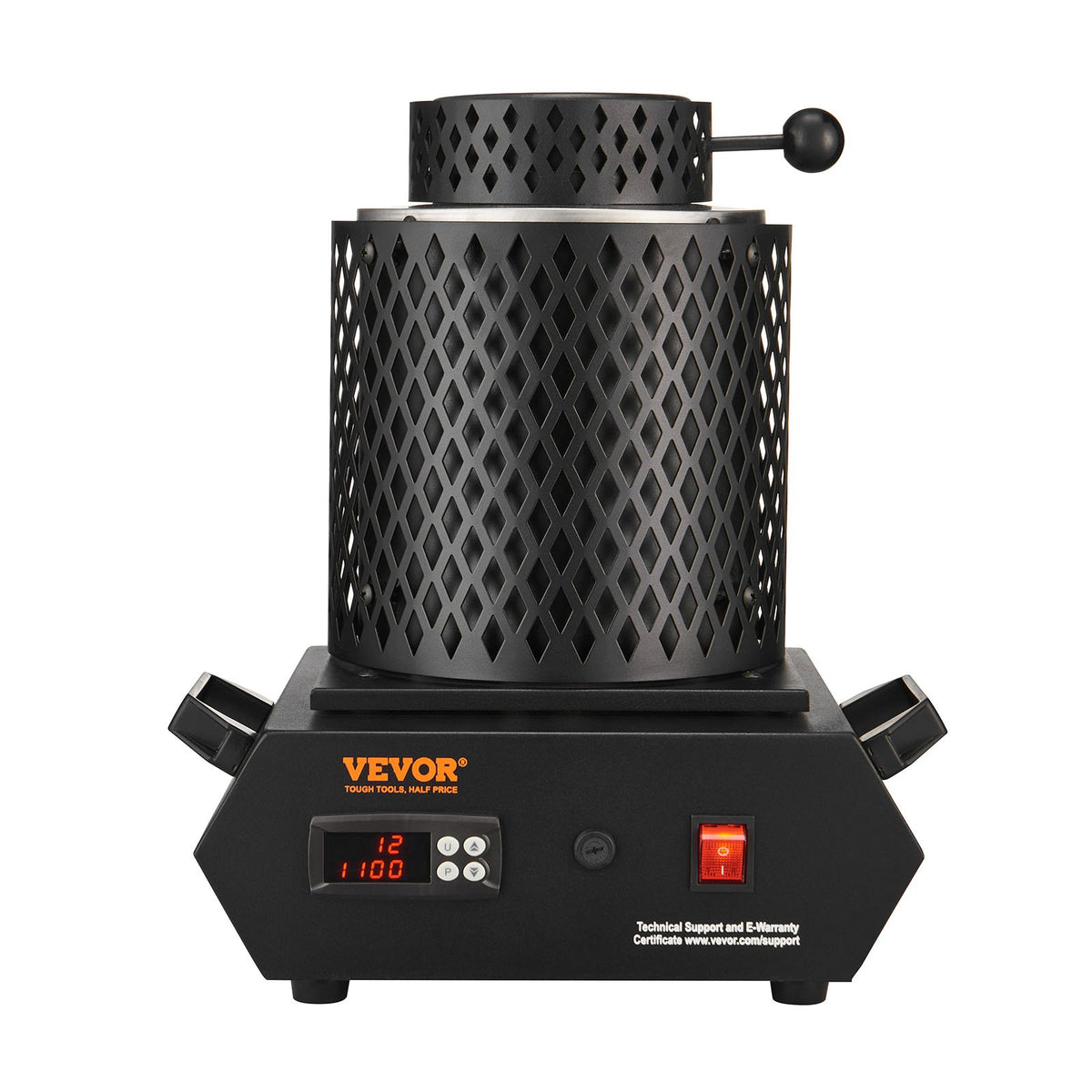 VEVOR Gold Melting Furnace, 1350W, 2102 ℉, PID Digital Electric Melting Furnace with 1 kg and 3 kg Ceramic Crucibles, Insulated Gloves, Crucible Tongs and Tray, for Gold, Silver, Aluminum, Copper - DRJLCGTCGGHST9KTU001V1 - view 10