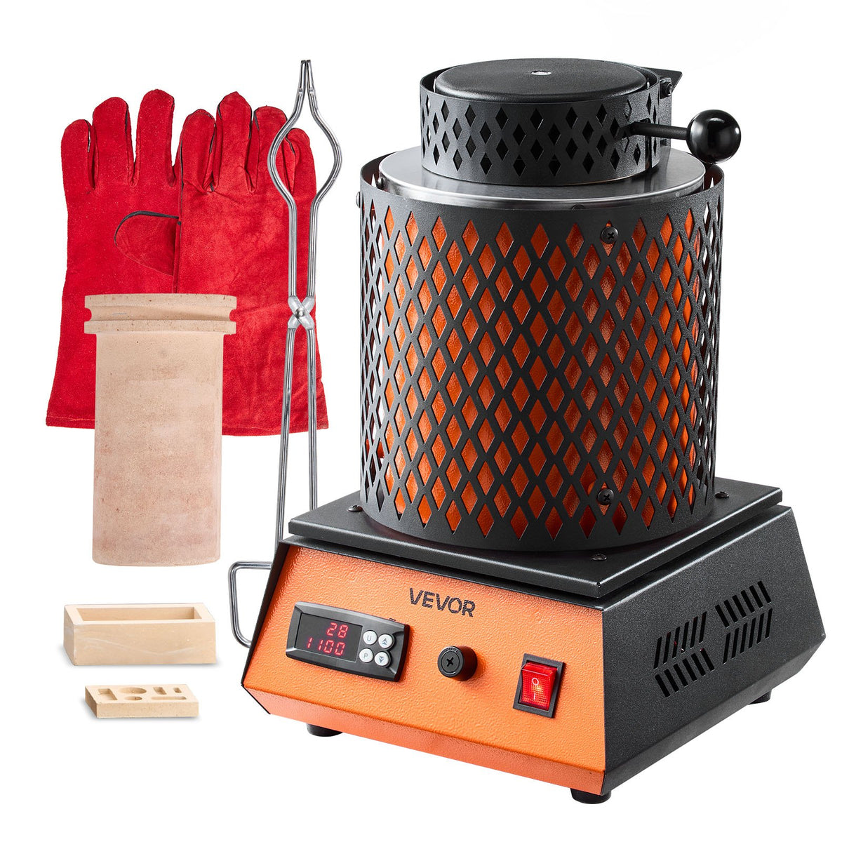 VEVOR Electric Melting Furnace, 1500W Electric Metal Smelter Foundry, 2102℉/1150℃ Metal Smelting Machine with 5kg Ceramic Crucible, Gold Smelting Kit for Jewelry Making, Metal Bars, Metal Components - DRJLCGTCGGHSZZPJV001V1 - view 1