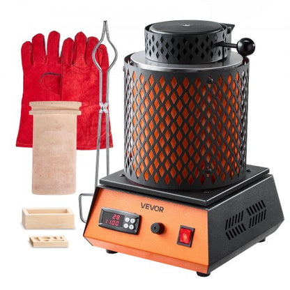 VEVOR Electric Melting Furnace, 1500W Electric Metal Smelter Foundry, 2102℉/1150℃ Metal Smelting Machine with 5kg Ceramic Crucible, Gold Smelting Kit for Jewelry Making, Metal Bars, Metal Components - DRJLCGTCGGHSZZPJV001V1 - view 2