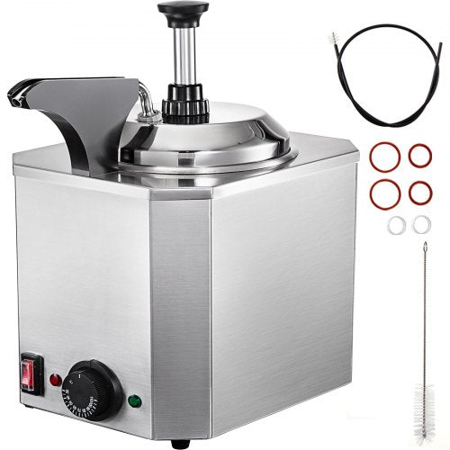VEVOR Cheese Dispenser with Pump, 2.6 Qt Capacity Cheese Warmer, Stainless Steel Hot Fudge Warmer with Pump 650W Cheese Dispenser, 30-110℃ Temp Adjustable, for Hot Fudge Cheese Caramel - DRNZB1TBJR0000001V1 - view 1