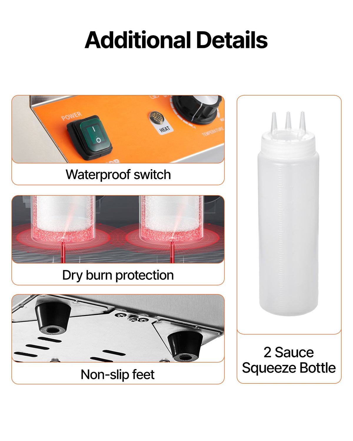 VEVOR Electric Bottle Warmer with Bottles, 0.8x2 LCommercial Cheese Dispenser, Hot Fudge Warmer 86-185℉ Temp Adjustable, Plastic Double Bottles Nacho Cheese Warmer, for Hot Fudge Cheese Caramel - DRNZBX160WFXM5H40001V1 - view 7