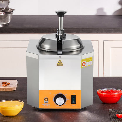 VEVOR Electric Cheese Dispenser with Pump, 2.4L Commercial Hot Fudge Warmer, Stainless Steel Heated Pump Dispenser, 86-230℉ Temp Adjustable Nacho Cheese Sauce Warmer, for Hot Fudge Cheese Caramel - DRNZBX650WFXORMDW001V1 - view 9