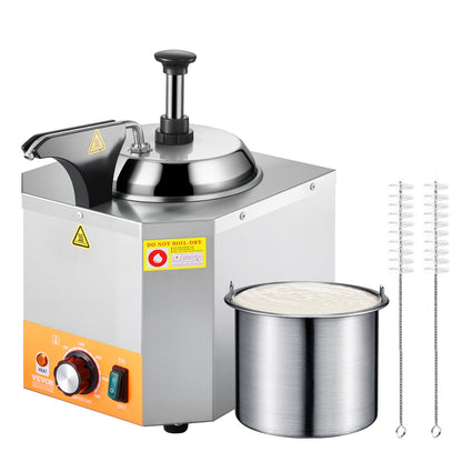 VEVOR Electric Cheese Dispenser with Pump, 2.4L Commercial Hot Fudge Warmer, Stainless Steel Heated Pump Dispenser, 86-230℉ Temp Adjustable Nacho Cheese Sauce Warmer, for Hot Fudge Cheese Caramel - DRNZBX650WFXORMDW001V1 - view 10
