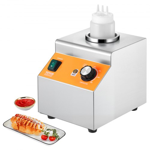 VEVOR Electric Bottle Warmer with Bottle, 0.8L Commercial Cheese Dispenser, Hot Fudge Warmer 86-185℉ Temp Adjustable, Plastic Bottle Nacho Cheese Sauce Warmer for Hot Fudge Cheese Caramel, Square - DRNZBX80WFXD64IU9001V1 - view 2