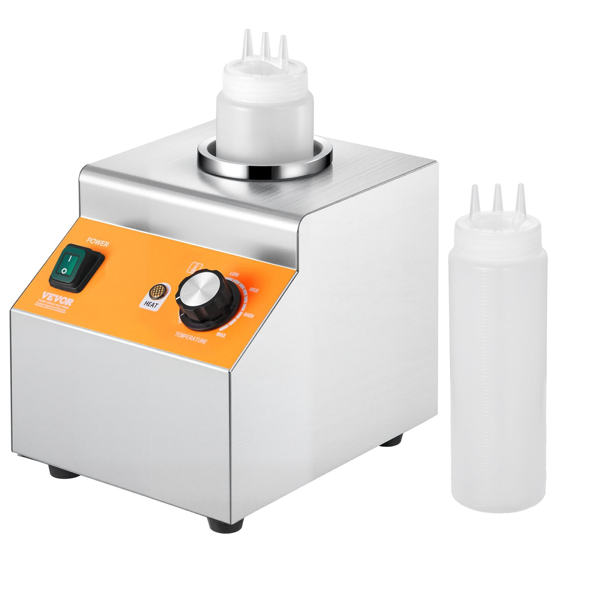 VEVOR Electric Bottle Warmer with Bottle, 0.8L Commercial Cheese Dispenser, Hot Fudge Warmer 86-185℉ Temp Adjustable, Plastic Bottle Nacho Cheese Sauce Warmer for Hot Fudge Cheese Caramel, Square - DRNZBX80WFXD64IU9001V1 - view 10