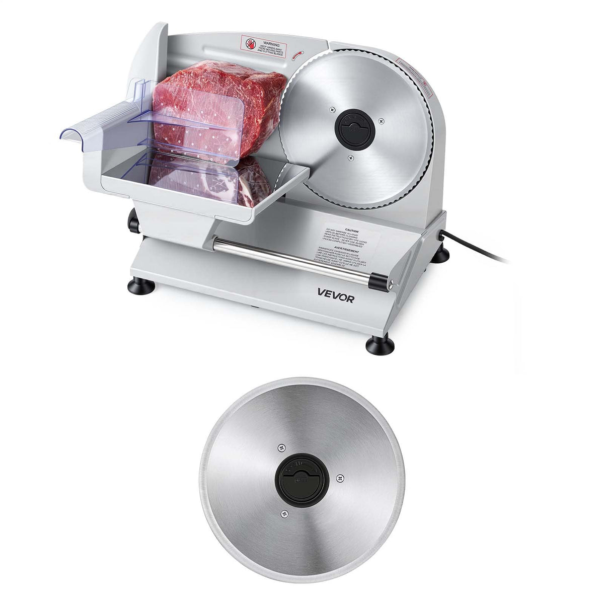 VEVOR Meat Slicer, 7.5" Electric Deli Slicer with 2 SUS420 Blades & 0-0.6" Adjustable Thickness, 200W Home Food-Slicer for Frozen Meat, Ham, Baguett, Steak, UL Approved - DRQPJ200WSDP5IVA1001V1 - view 1