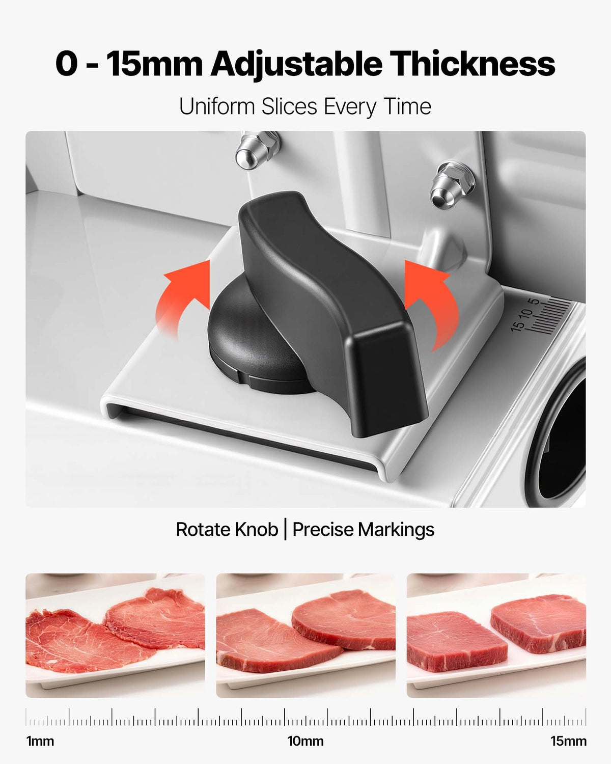 VEVOR Meat Slicer, 7.5" Electric Deli Slicer with 2 SUS420 Blades & 0-0.6" Adjustable Thickness, 200W Home Food-Slicer for Frozen Meat, Ham, Baguett, Steak, UL Approved - DRQPJ200WSDP5IVA1001V1 - view 5