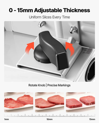 VEVOR Meat Slicer, 7.5" Electric Deli Slicer with 2 SUS420 Blades & 0-0.6" Adjustable Thickness, 200W Home Food-Slicer for Frozen Meat, Ham, Baguett, Steak, UL Approved - DRQPJ200WSDP5IVA1001V1 - view 5