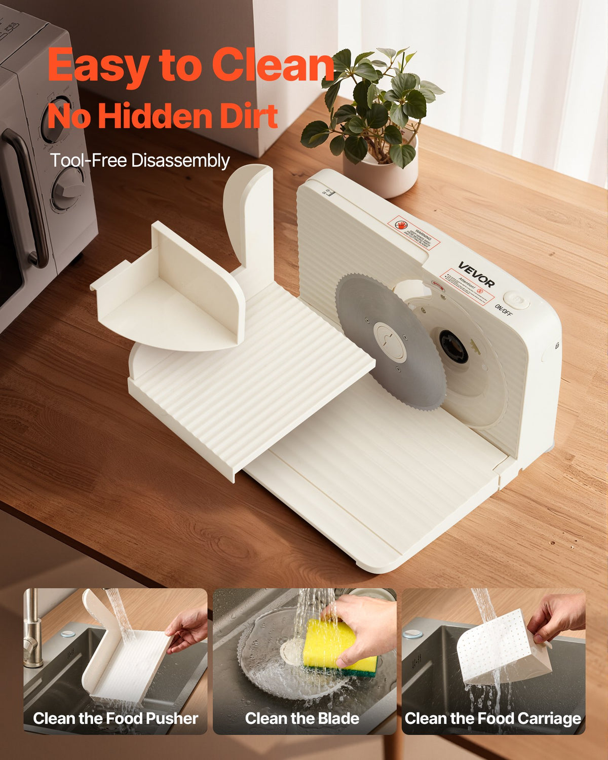VEVOR Meat Slicer, 6.7" Foldable Electric Cutter with Dual Security Lock, 0-0.59" Adjustable Thickness, Easy to Clean, 180W Home Food-Slicer for Frozen Meat, Ham, Baguett, Steak - DRQPJJYKBZD6TSY6A002V1 - view 6