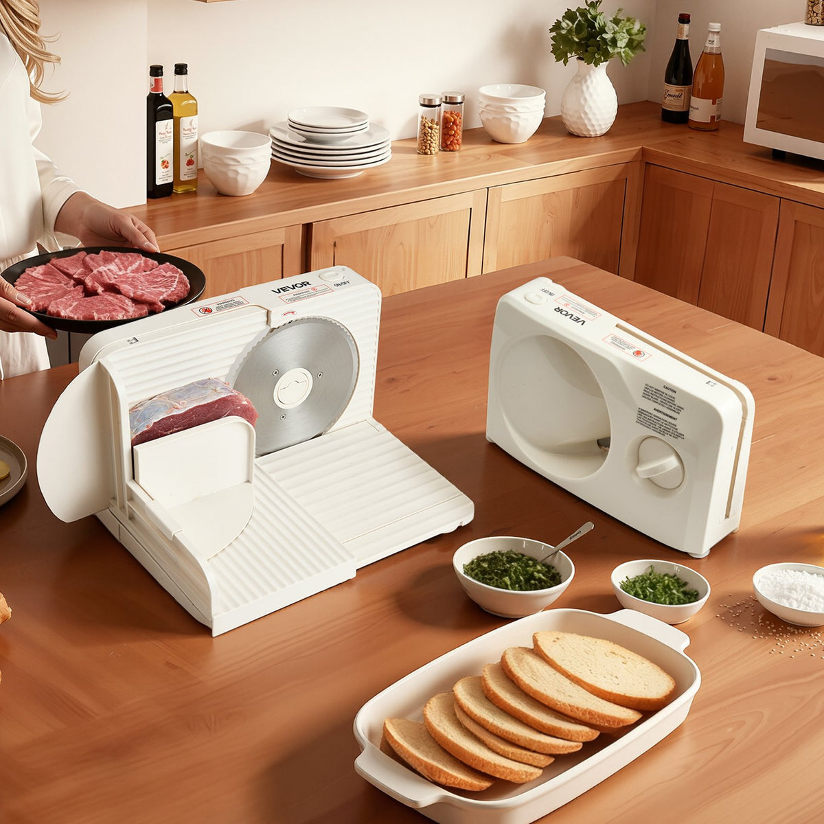 VEVOR Meat Slicer, 6.7" Foldable Electric Cutter with Dual Security Lock, 0-0.59" Adjustable Thickness, Easy to Clean, 180W Home Food-Slicer for Frozen Meat, Ham, Baguett, Steak - DRQPJJYKBZD6TSY6A002V1 - view 9