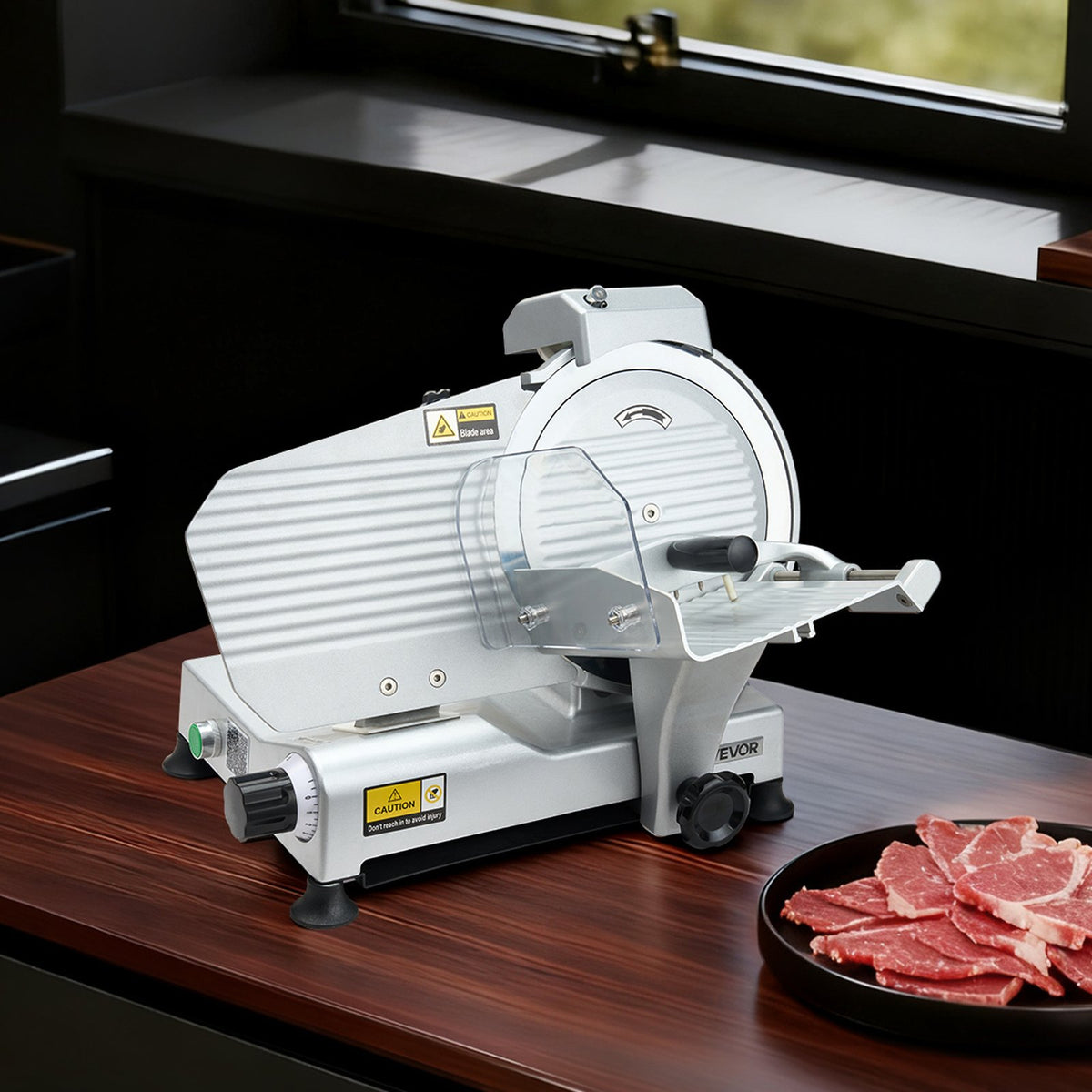 VEVOR Commercial Meat Slicer, 10 inch Electric Deli Slicer Machine, 320W Food-Slicer with SUS420 Blade, 0-0.4 inch Adjustable Thickness, for Frozen Meat, Ham, Baguett, Steak - DRQPJSYKBZD1QKTRL001V1 - view 9