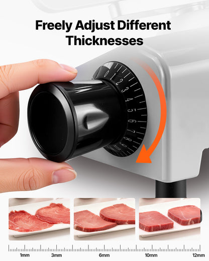 VEVOR Commercial Meat Slicer 300W Electric Cutter 8.7" Carbon Steel Blade, Food Slicer Machine with Removable Blade and Food Tray, 0-0.5" Adjustable Thickness ,for Frozen Meat, Ham, Baguett, Steak - DRQPJSYKSYBZLVB93001V1 - view 5