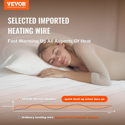 VEVOR Heated Mattress Pad, 78 x 80 in, King Electric Bed Warmer with 1-5 Heat Settings Control, 10-Hour Auto Shut Off, Machine-Wash Breathable Coral Fleece Heating Electric Mattress Sheets, White - DRTDT7880INCGMT16V1 - view 3