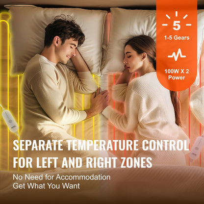VEVOR Heated Mattress Pad, 78 x 80 in, King Electric Bed Warmer with 1-5 Heat Settings Control, 10-Hour Auto Shut Off, Machine-Wash Breathable Coral Fleece Heating Electric Mattress Sheets, White - DRTDT7880INCGMT16V1 - view 4