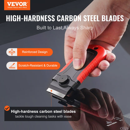 VEVOR Razor Blade Scraper, 15 Extra Blades, Locking Scraper Tool with Security Cap, Carbon Steel and POM Blades, for Cleaning Labels, Stickers, Decals, Paint from Glass Window Stovetop Cooktop Oven - DSBDBGDSLXJJSSAHLV0 - view 3