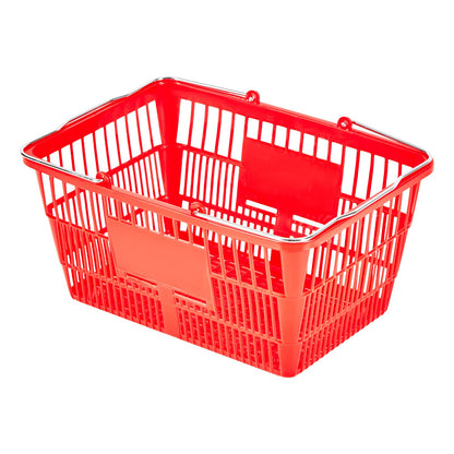 VEVOR Shopping Baskets, 12 PCS, 21L Stackable PE Plastic Grocery Baskets with Metal Handles, Dense Mesh Structure, Holds up to 20 lbs, Portable for Grocery, Retail, Stores, Supermarket, Home Use, Red - DSBDGWLSL21LM6U8Q001V0 - view 10