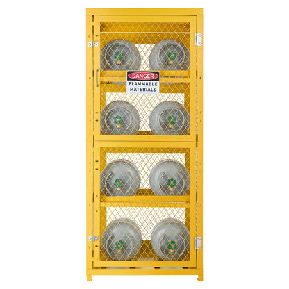 VEVOR Horizontal Cylinder Storage Cabinet, 30"L x 30"W x 70.3"H, 8 Cylinder Capacity, 4-Tier Propane Storage Cage, with Lock and Keys, Yellow Powder-Coated Carbon Steel, for Propane, Oxygen, Nitrogen - DSCWJLYG7025VG2YP001V0 - view 10