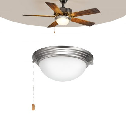 VEVOR Ceiling Fan Light Kit, 750lm 3000K Fan Light Kit with Pull Chain, 2 LED Bulbs, Modern Replacement Fixture for Living Room, Dining Room, Bedroom, Frosted Milk Glass Shade Brushed Nickel Finish - DSDBQDYLTK1J64DET001V6 - view 2
