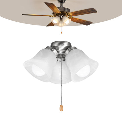 VEVOR Ceiling Fan Light Kit, Three-Light 3000K 750lm Fan Light Kit with Pull Chain, Replacement Fixture for Living Room, Bedroom, Dining Room, Home Decor, Cloud White Glass & Brushed Nickel Finish - DSDHDZDYLTK3VEB5O001V6 - view 1