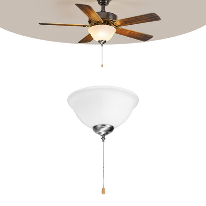 VEVOR Ceiling Fan Light Kit, 750lm 3000K Bowl Shaped Fan Light Kit with Pull Chain, 2 LED Bulbs, Replacement Fixture for Living Room, Dining Room, Bedroom, Indoor, White Glass Shade Brushed Nickel - DSDWZDYLTK1JK9N1K001V6 - view 1