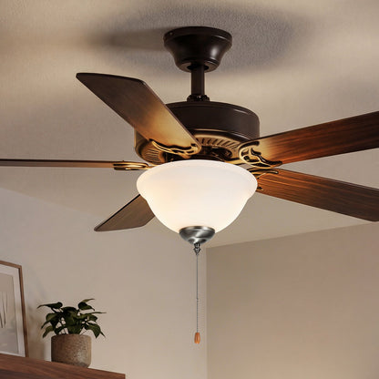VEVOR Ceiling Fan Light Kit, 750lm 3000K Bowl Shaped Fan Light Kit with Pull Chain, 2 LED Bulbs, Replacement Fixture for Living Room, Dining Room, Bedroom, Indoor, White Glass Shade Brushed Nickel - DSDWZDYLTK1JK9N1K001V6 - view 9
