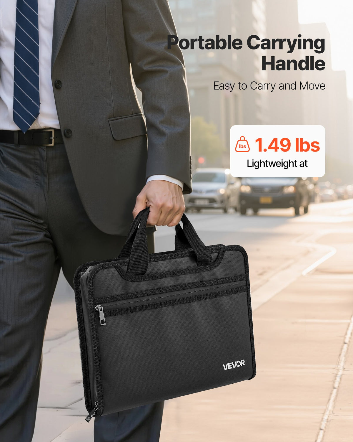 VEVOR Fireproof Document Bag, 1832 ℉ Heat Insulated Fireproof & Waterproof Bag, Portable Multi-Layer File Storage Security Organizer Home Office Travel Use, for Passports, Important Documents, Files - DSFHDCGKDCRQ2ZVK9001V0 - view 6