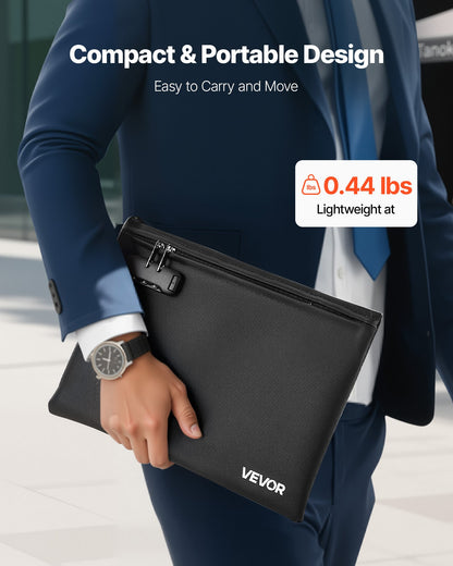 VEVOR Fireproof Document Bag, 1832 ℉ Heat Insulated Fireproof & Waterproof Bag with Lock, Portable File Storage Security Organizer Home Office Travel Use, for Passports, Important Documents & Files - DSFHDCGKDCRQFQXRT001V0 - view 6