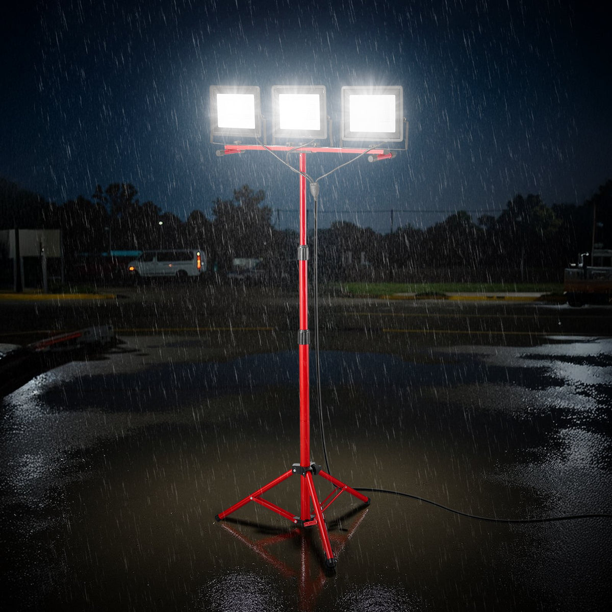VEVOR LED Work Light with Stand, 15000 Lumens, Three-Head Portable Camping Light with Individual Switch, Tripod Stand, 10.83 ft Power Cord, for Indoor Outdoor Job Site Construction, IP65 Waterproof - DSJJZYD150006S8SJ001V1 - view 9